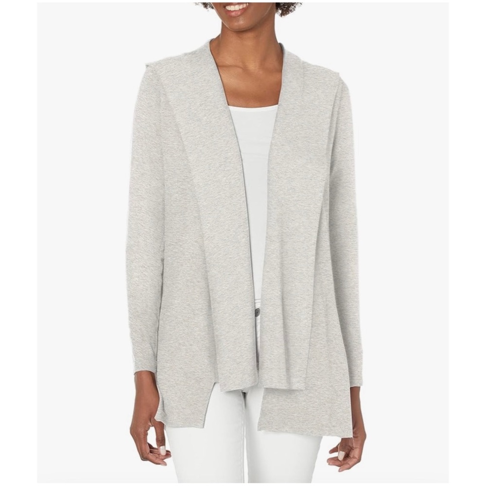 Michael Stars Women’s Sz S Gray Hoodie Cardigan French Terry Draped Open Front